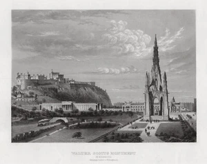 Schottland: Edinburgh Scotts Monument. Echter Stahlstich um 1870 - Picture 1 of 1