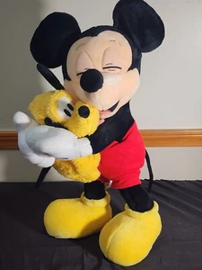 "Mickey y Plutón Vintage Raro DLP Disneyland Abrazando 24"" Suave Grande Juguete Peluche" - Imagen 1 de 5