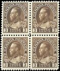Canada comme neuf neuf neuf dans son emballage extérieur F+ 3c Scott #108 bloc de 4 timbres d'émission Admiral 1918 KGV