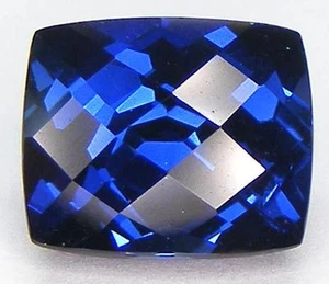 7.56CT. EXCELLENT RECTANGLE CHECKER CUT 11.9x10 MM. BLUE SAPPHIRE LAB CORUNDUM - Picture 1 of 3