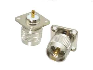 Connettore UHF PL259 maschio spina 4 fori flangia montaggio pannello saldato RF coassiale - Foto 1 di 4