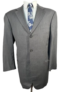 HUGO BOSS Mens Gray HERRINGBONE Wool 3 Button Suit Sport Coat Blazer Jacket 42R - Picture 1 of 9