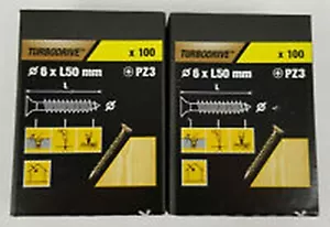TurboDrive PZ3 Steel Wood Screws 6 X L50mm Premium Zinc Plated Pack Of 100 - Picture 1 of 1