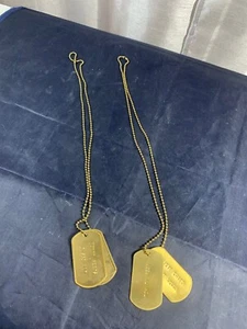 DOG TAG NECKLACE LOT  FUNNY GOLD COLOR  FUNNY QUOTES ON EACH - Picture 1 of 10