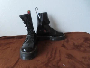 Dr. Martens Jadon Hi Rainbow Patent Leather 10 Eyelet Platform Boots UK 8 US 10 - Picture 1 of 11