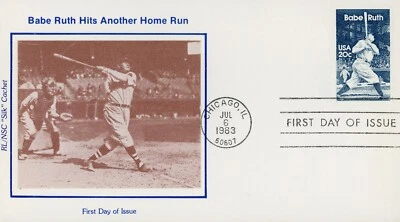 US 2046 H7 FDC Babe Ruth RL NSC Silk 1er Cachet Foto 1 de 2