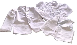 Size 10 Tuxedo Jacket Pleated Shirt Vest 3 Pieces White Wedding Youth Child - Picture 1 of 8