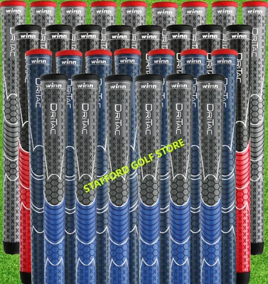 全新 Winn DRI-TAC 高尔夫握把 标准 Gary、灰色/蓝色、海军蓝、黑色/红色核心 60R — 第 1/4 张图片