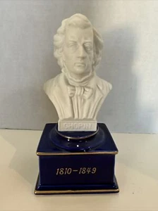 Schmid Bros Japan Music Box Porcelain Chopin 1810-1849 Head Bust Figurine VG - Picture 1 of 7