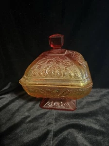 1960's Vintage Jeanette Carnival Glass Candy Dish with Lid! Gorgeous! - Picture 1 of 5