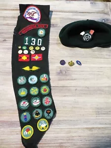 Vintage Girl Scout Cadette Sash Merit Badges, Patches, Hat, Pins 1960s - Picture 1 of 5