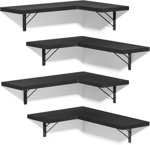 Corner Shelf Wall Mounted,Floating Wall Shelves for Storage,Rustic Wood Hanging  - Picture 1 of 12