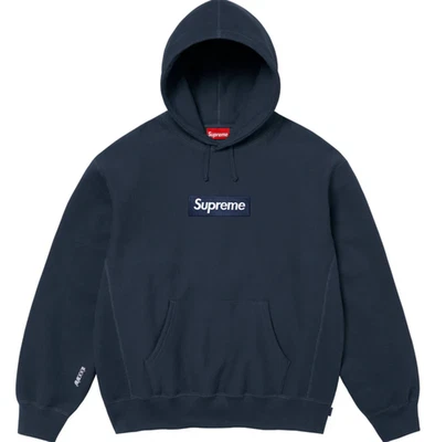 Sudadera con Capucha Supreme Box Logo FW25 Azul Marino - Tallas Medianas Grandes XL XXL Foto 1 de 2