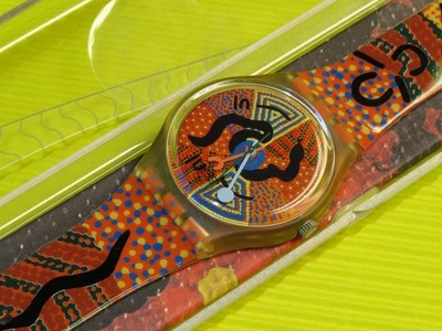 Swatch del 1996 - WANAYARRA TJUKURPA by Bridget Mutji - GJ116 in NUOVO & IMBALLO ORIGINALE - Immagine 1 di 3