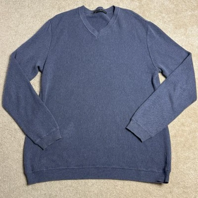 Peruvian Connection Mens Sweater 100% Pima Cotton Blue V Neck Large Pullover - Image 1 of 4