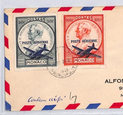 MONACO 1948 Cover COIN Air Mail *HIGH VALUES* (1946) Poste Aerienne O/p YZ191 - Image 1 of 4