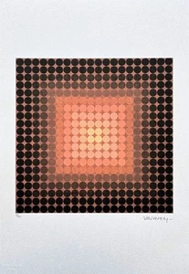 VICTOR VASARELY - Permutations orange - signed, numbered edition 87/500, 35x50cm - Picture 1 of 5