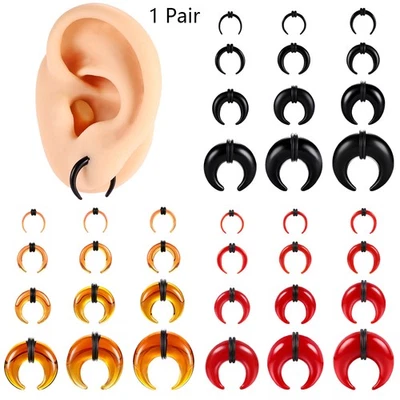 1 par de anillos de nariz de vidrio piercing tabique cuernos de buey pendientes expansores de oreja 1,6-16 mm Foto 1 de 4