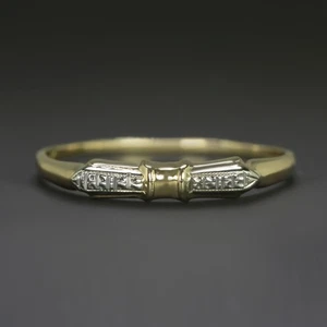 VINTAGE WEDDING BAND 14k YELLOW WHITE TWO TONE GOLD ENGRAVED ILLUSION ESTATE - Picture 1 of 1