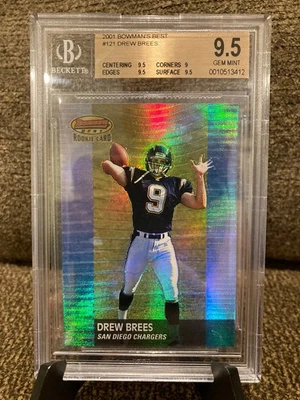 2001 Bowman's Best Drew Brees RC /1499 Beckett Graded BGS 9.5 Gem Mint HOF!! - Image 1 of 4