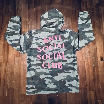 Chaqueta Anti Social Club Para Hombres Mediana Camuflada Pullover Anorak Sudadera con Capucha Foto 1 de 4