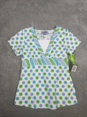 NWT Landau V Neck Scrub Multicolor Short Sleeve Geometric Size XSM - Image 1 of 4