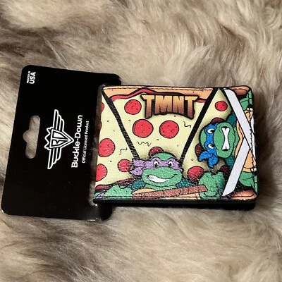 NWT Buckle-Down Men's Bi-Fold Wallet - Teenage Mutant Ninja Turtles & Pizza - Image 1 of 3