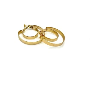 Napier Gold Hoop Earrings Clip On Half Round Vintage Jewelry - Picture 1 of 4