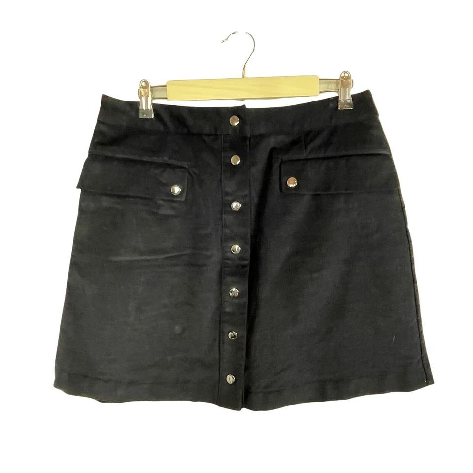 CTC Carol Turner Collection Black Corduroy Skirt Size 14 Snap Down Front - Image 1 of 4