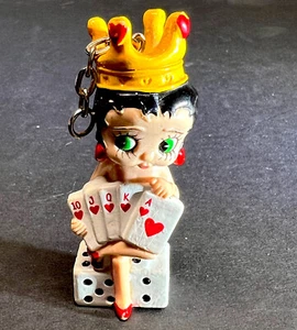 RARE BETTY BOOP FIGURINE SITTING ON DICE HOLDING ROYAL FLUSH - Picture 1 of 4
