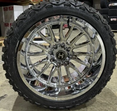 4  NEW 22x12 Hardcore HC101 Wheels and 33" Tires -44 Chrome RAM 1500 5x5.5 5x139 - Image 1 of 3