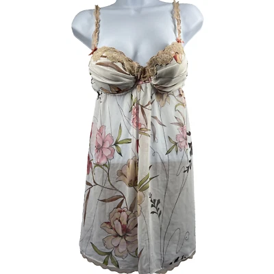 复古 In Bloom Jonquil Cottagecore Chemise 大号衬垫杯网粉色 Y2K — 第 1/4 张图片