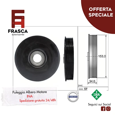 Puleggia Albero Motore INA Volvo C30 1.6 D 80 KW 109 CV 2006/2012 - Imagen 1 de 3