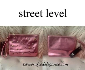 NEW Street Level Jewel Accent Pink Metallic Faux Leather Wristlet $30 - Picture 1 of 11