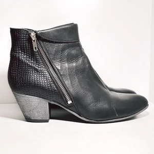 Jo Mercer Ankle Boots Women’s Size 41 10 Black Leather Mid Cuban Heels Shoes - Picture 1 of 21