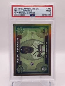 2023 Bowman Platinum Michael Harris II New Money - ORANGE 24/25 - PSA 9 🔥🔥 - Picture 1 of 4