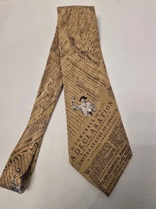 Museum Artifacts Philadelphia We The People Silk Neck Tie Tan Color Base - Picture 1 of 5