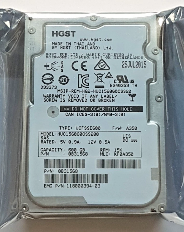 600 GB SAS HGST HUC156060CSS200 15000rpm 128MB HDD 2.5 " Internal Hard Drive New - Image 1 of 1