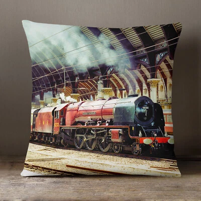 40cm Sofa Cushion with Inner - York Train Station Design - Handmade In The UK - Image 1 of 4