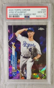 Josh Staumont 2020 Topps cromo zafiro púrpura refractor radiocontrol novato #/10 PSA 10 - Imagen 1 de 2
