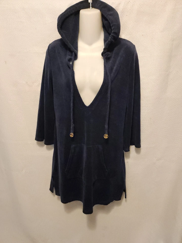 De Colección Vestido JUICY COUTURE Talla S Azul Marino Con Capucha Terry Natación Encubrimiento Manga Campana Foto 1 de 4