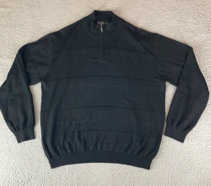 Bugatchi Uomo Sweater Mens Black XL 1/4 Zip Wool Pullover Lightweight Preppy - Picture 1 of 8