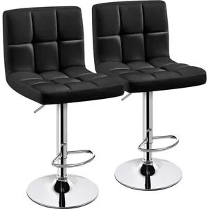 Bar Stools Set of 2, Height Adjustable Bar Chairs with Large Steel Home Kitchen - Picture 1 of 15