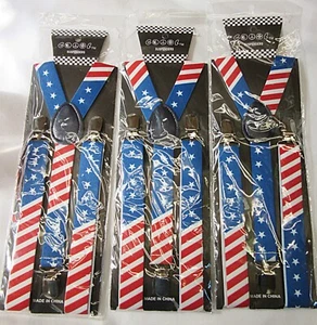 Lots of 3 CTM one size Kid's Elastic Stars Stripes American Flag Print Suspender - Picture 1 of 8