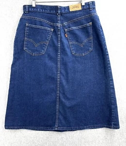 Vintage LEVI'S Orange Tab Denim Jean Skirt Modest Mid Length Size 34 Made In USA - Picture 1 of 14