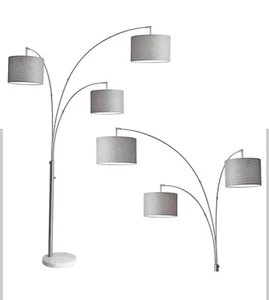 Bowery 3-Arm Arc Floor Lamp, Brushed Steel Finish by Adesso. Model: 425022 - Picture 1 of 4
