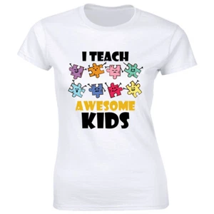 I Teach Awesome Kids Women's T-Shirt Special Education Teacher Education Tee - Picture 1 of 1
