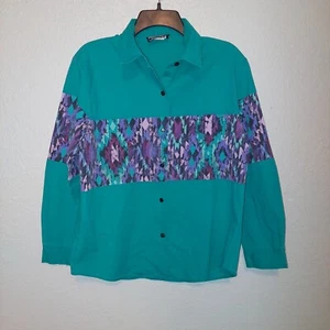 Vtg Ozark Mountain Womens Cotton Southwestern Garth Shirt Western Long Sleeve M - Picture 1 of 10