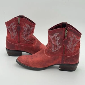 Botas ARIAT Unbrilled Mujer 10B Cuero Vaquera Occidental Nashville Punta Redonda Rojo - Imagen 1 de 12