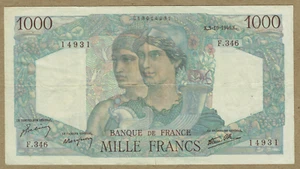 BANQUE DE FRANCE 3. 10. 1946 1,000 FRANCS (PICK#130a.17) VF - Picture 1 of 2